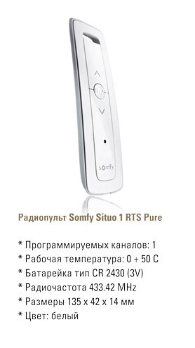 Радиопульт Зомфи Somfy Situo 1 RTS Pure